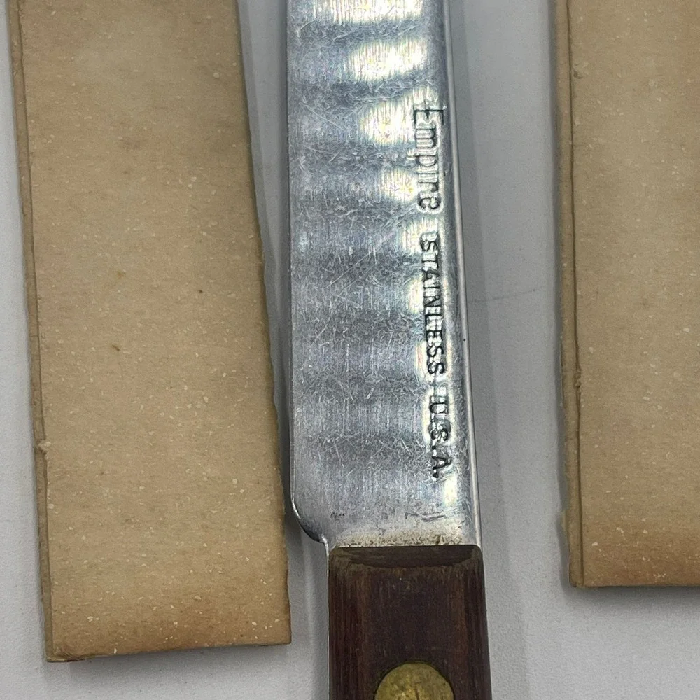 Empire Steak Knives Set‎ 6 Piece Stainless Wood Handle Vintage USA Mid centrury